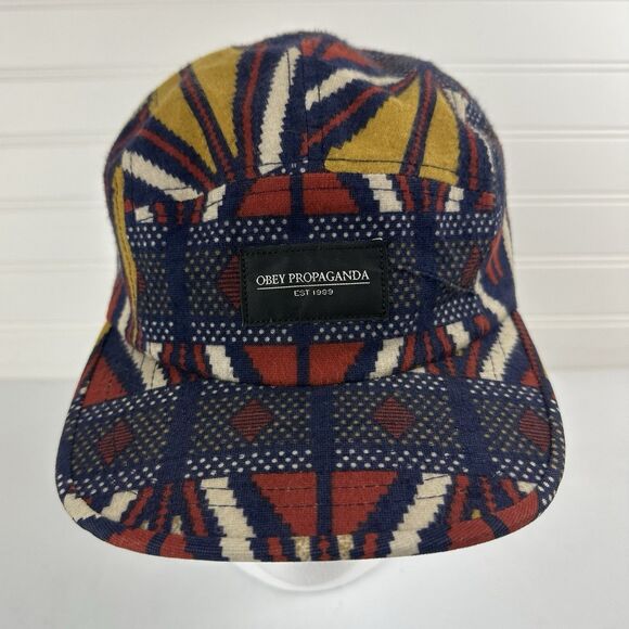 OBEY Propaganda Tribal Nation Adjustable 5-Panel Hat Navy Blue Strapback Cap - Picture 1 of 8